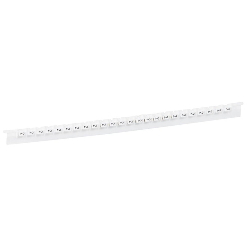 Legrand 037782 - Réglette de 24 repères Mémocab largeur 2,3mm avec chiffre 2 noir sur fond blanc
