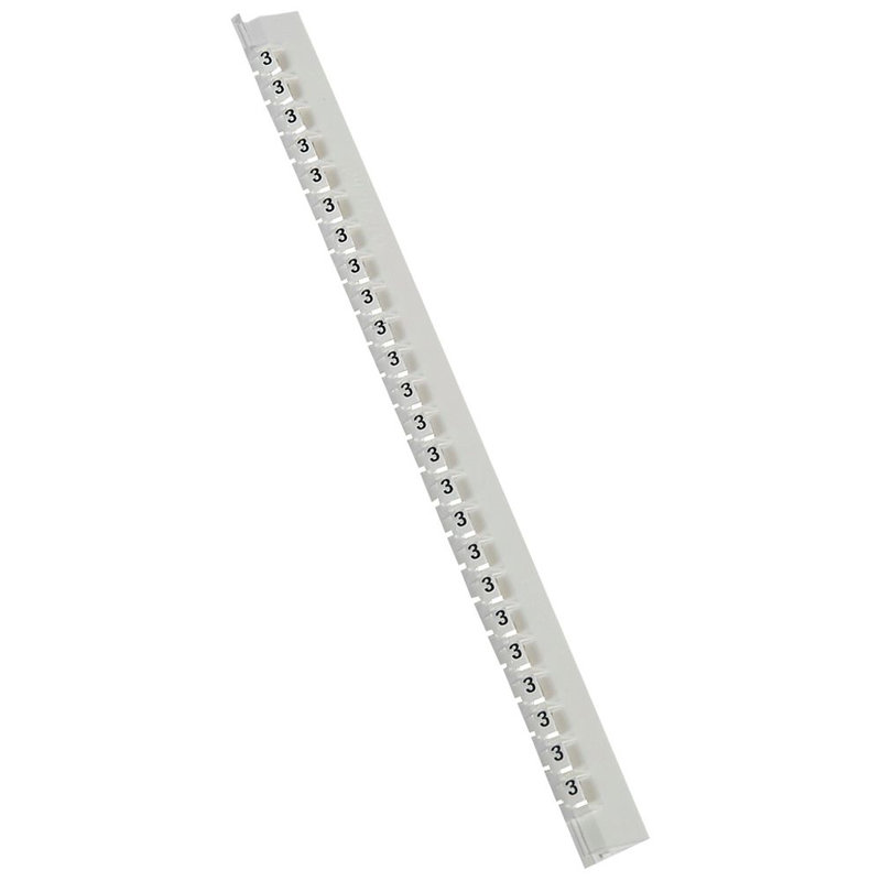 Legrand 037783 - Réglette de 24 repères Mémocab largeur 2,3mm avec chiffre 3 noir sur fond blanc