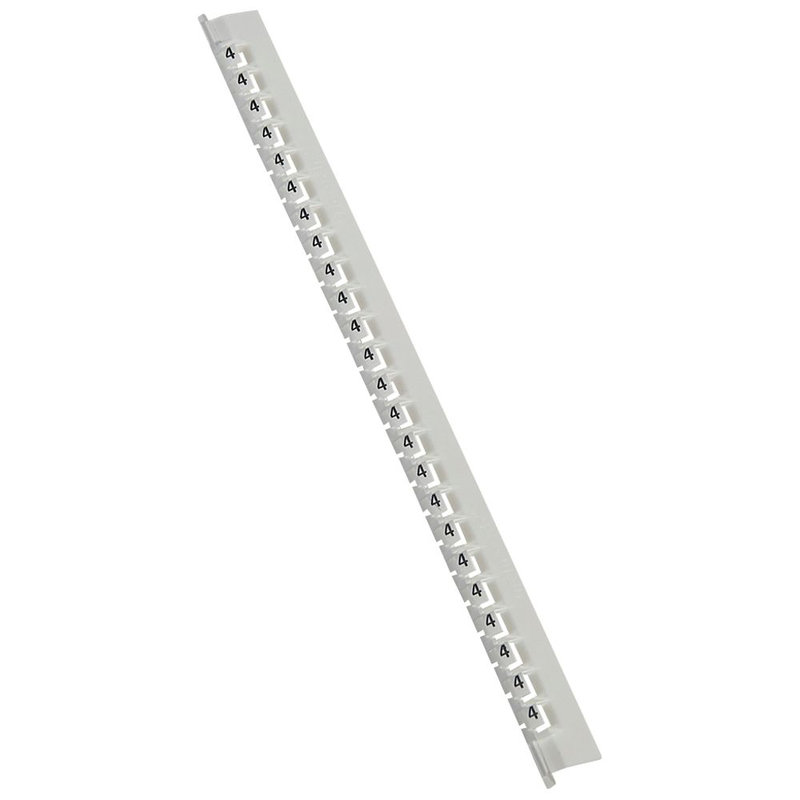 Legrand 037784 - Réglette de 24 repères Mémocab largeur 2,3mm avec chiffre 4 noir sur fond blanc