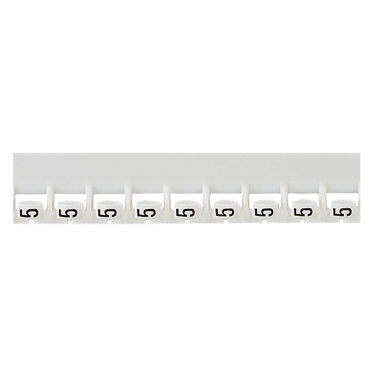 Legrand 037785 - Réglette de 24 repères Mémocab largeur 2,3mm avec chiffre 5 noir sur fond blanc