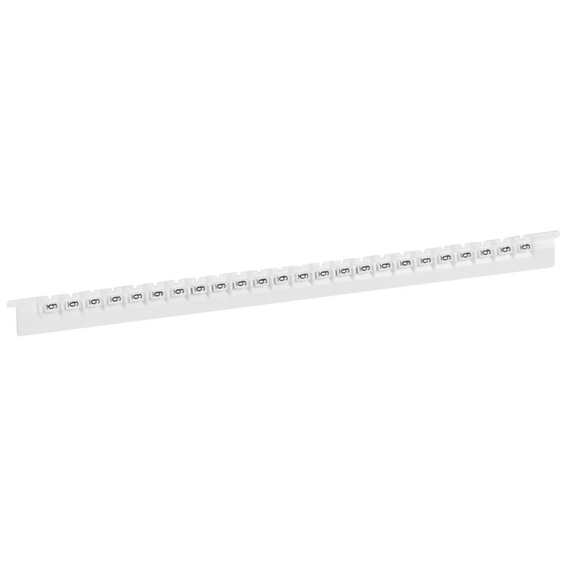 Legrand 037786 - Réglette de 24 repères Mémocab largeur 2,3mm avec chiffre 6 noir sur fond blanc