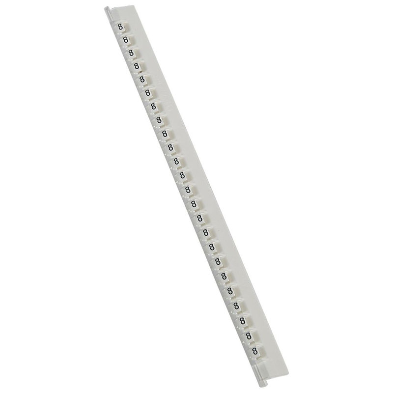 Legrand 037788 - Réglette de 24 repères Mémocab largeur 2,3mm avec chiffre 8 noir sur fond blanc