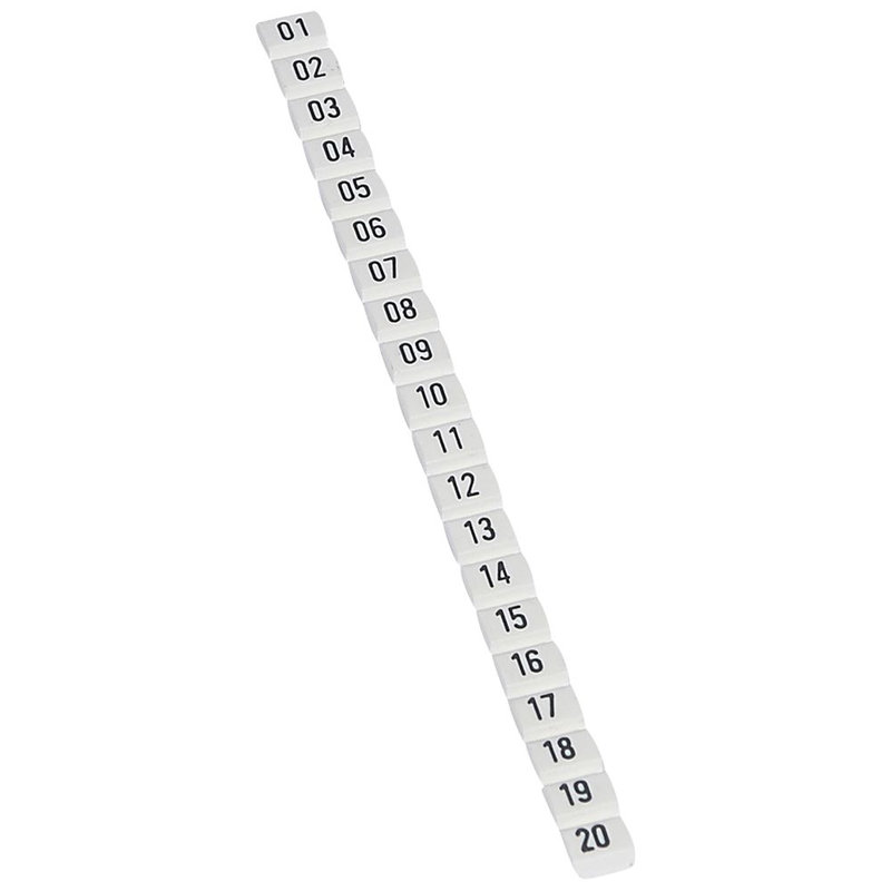 Legrand 038150 - Repère CAB 3 pour filerie 0,5 à 1,5mm² - noir/fond blanc - nombres 01 à 20