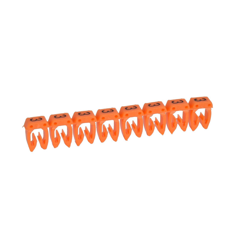Legrand 038233 - Repère CAB 3 pour filerie 4mm² à 6mm² avec chiffre 3 orange