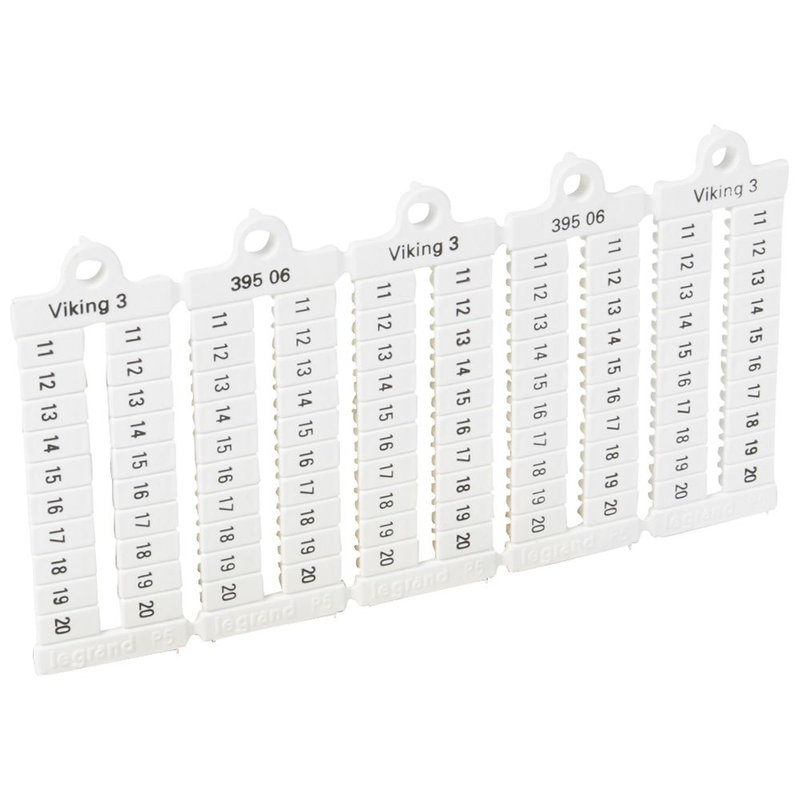Legrand 039506 - Plaque repères à lecture horiz - bloc de jonct Viking 3 pas 5mm + chiffres 11-20