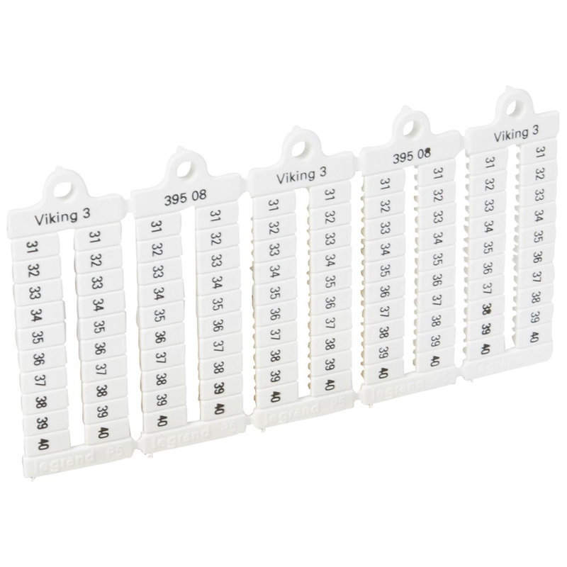 Legrand 039508 - Plaque repères à lecture horiz - bloc de jonct Viking 3 pas 5mm + chiffres 31-40