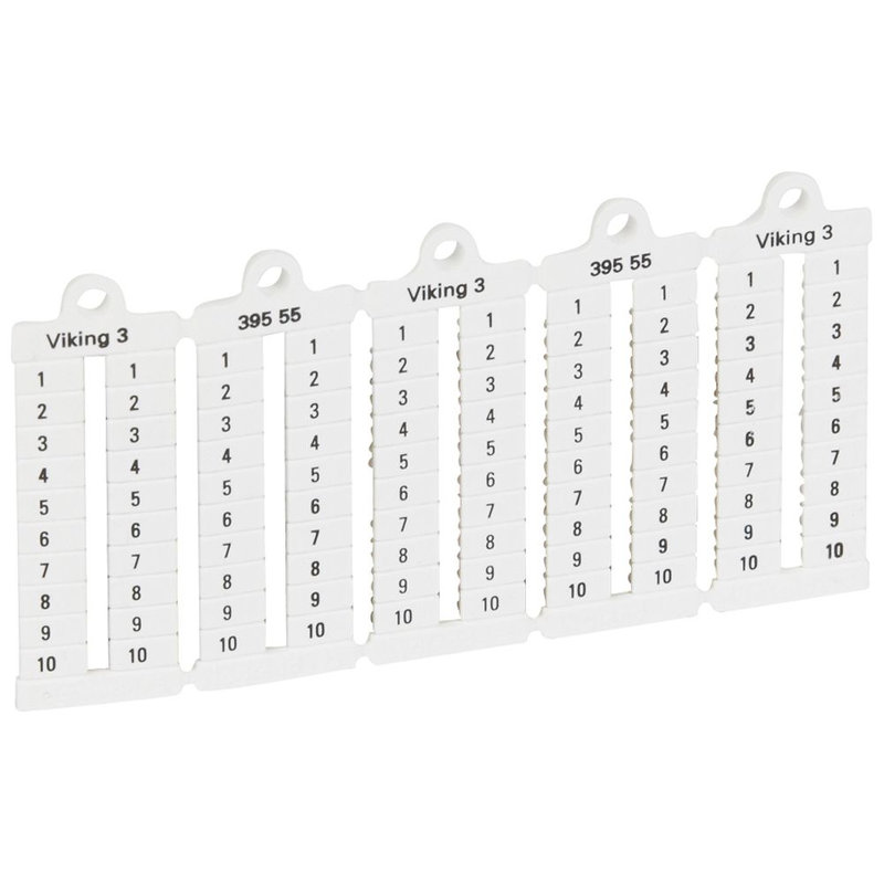 Legrand 039555 - Plaque repères lecture verticale -bloc de jonct Viking 3 pas 5mm + chiffres 1-10
