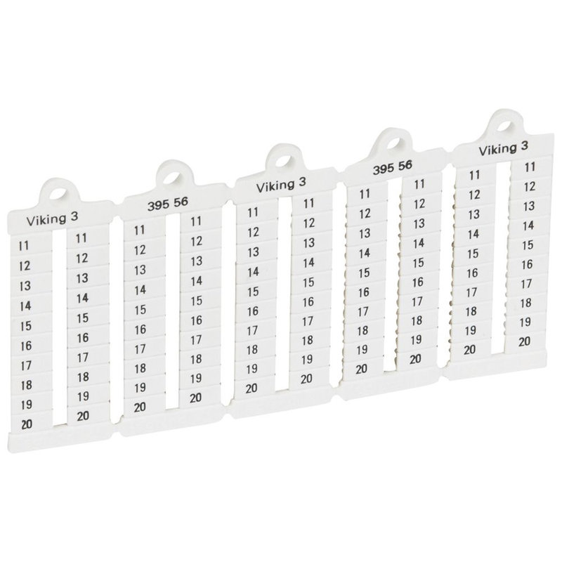 Legrand 039556 - Plaque repères lecture verticale -bloc de jonct Viking3 pas 5mm + chiffres 11-20