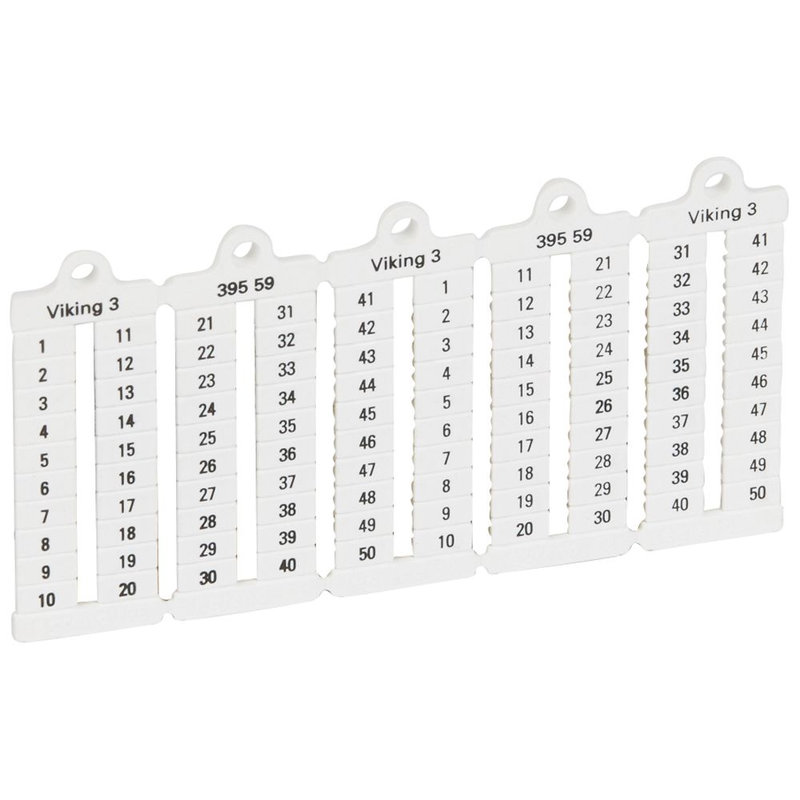Legrand 039559 - Plaque repères lecture verticale -bloc de jonct Viking 3 pas 5mm + chiffres 1-50