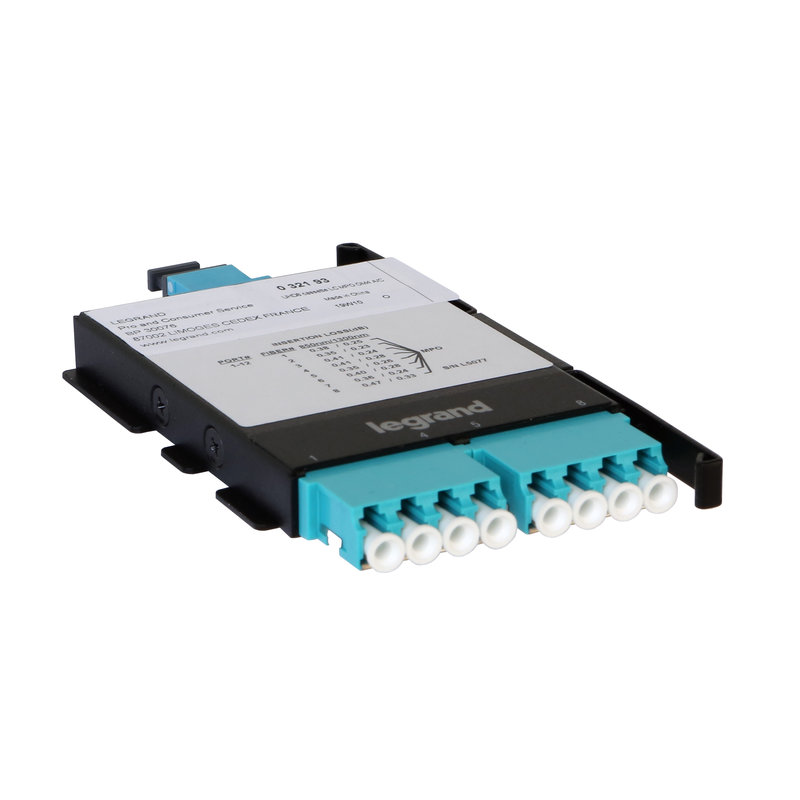 Legrand 032193 - Cassette MPO compatible MTP Très Haute Densité 8 brins LC OM4 Type A/C -50/125μm