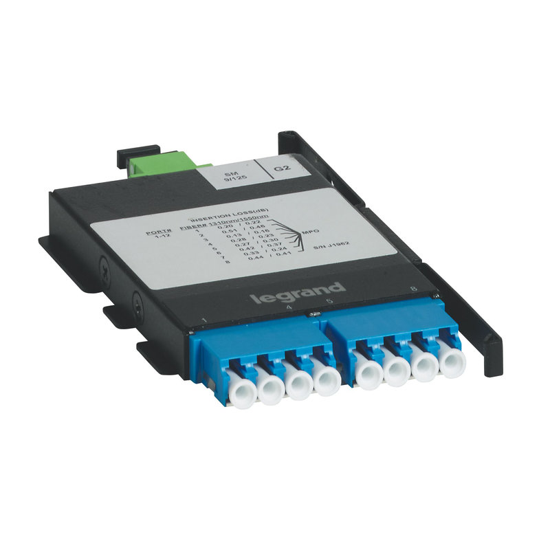Legrand 032194 - Cassette MPO compatible MTP Très Haute Densité 8 brins LC OS2 Type A/C - 9/125μm