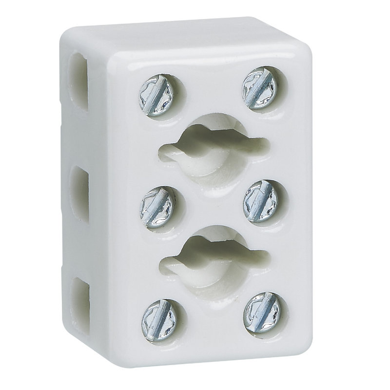 Legrand 034335 - Bloc de jonction porcelaine tripolaire 2 trous de fixation entraxe 10mm - 2,5mm²