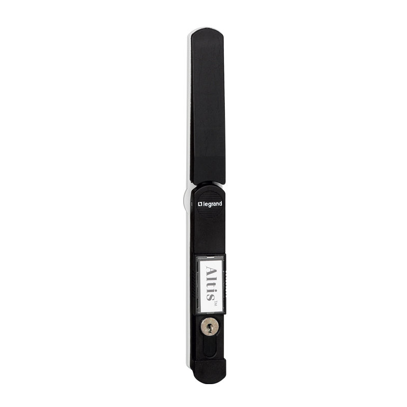 Legrand 034782 - Poignée noire pour ancienne armoire Altis - avec barillet 2433A, embase et cache