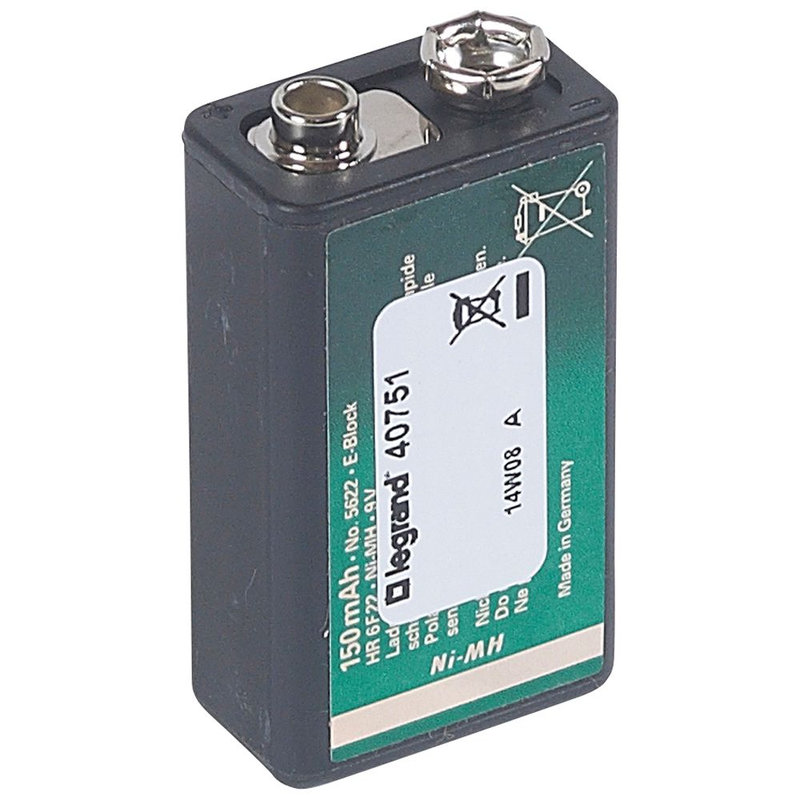 Legrand 040751 - Batterie Ni-Mh 9V 150mAh pour centralisateur de mise en sécurité incendie