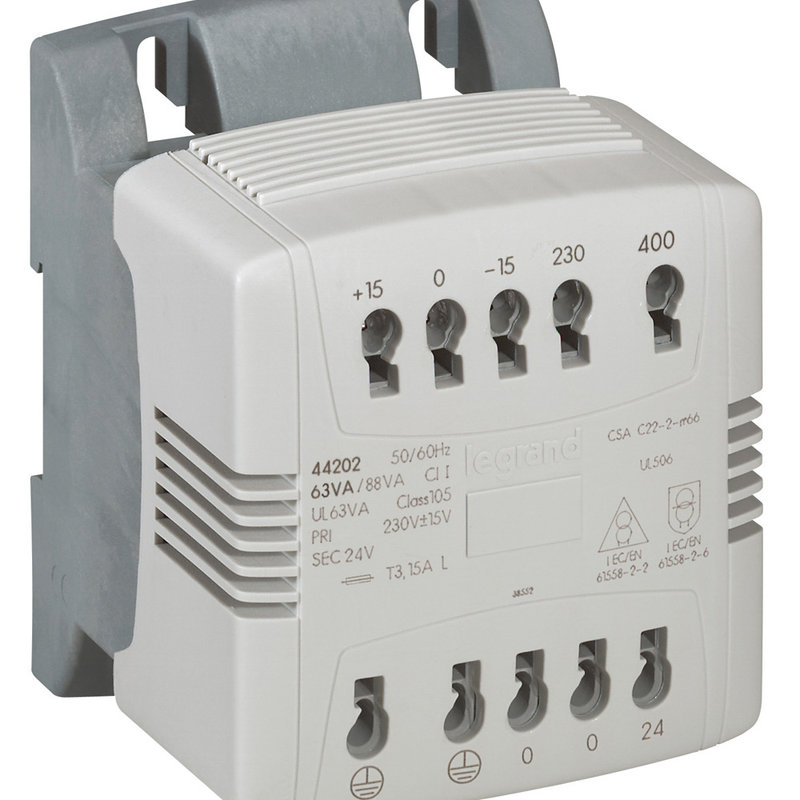Legrand 044202 - Transformateur de commande et sécurité automatique -prim 230-400V/sec 24V -63VA