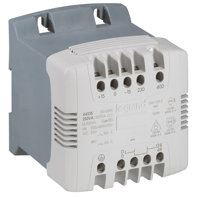 Legrand 044235 - Transformateur de commande et sécurité à vis -prim 230/400V~/sec 24/48 V -250V~A