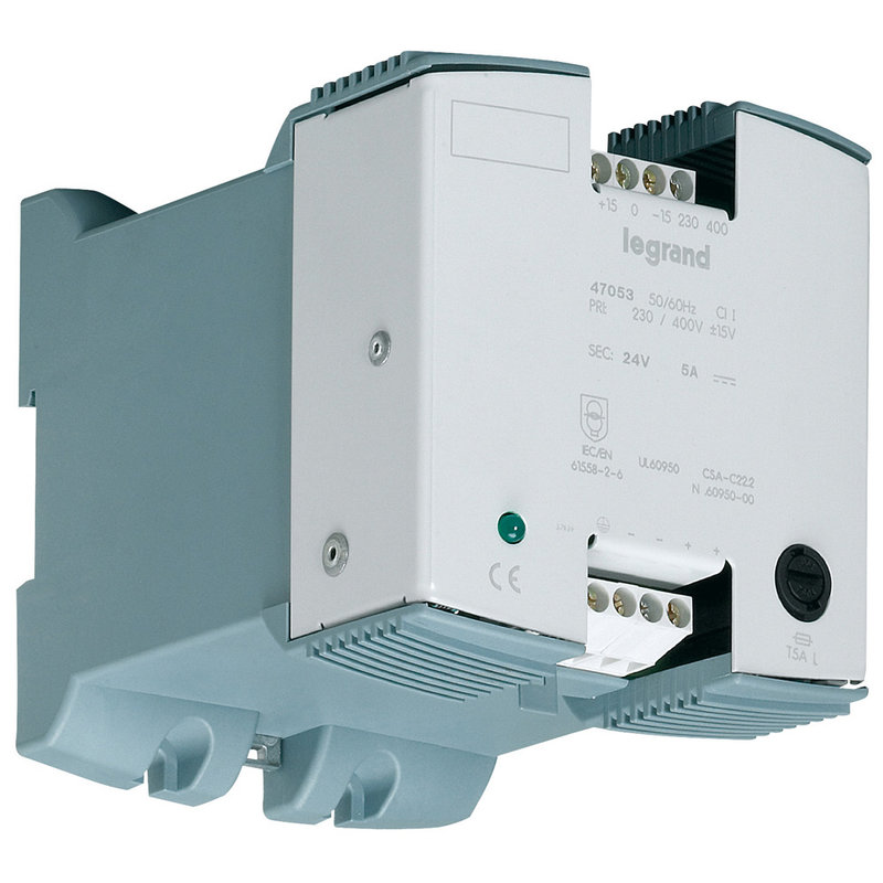 Legrand 047053 - Alim redressée monophasée non filtrée - prim 230/400V~ - 24 V= - 120 W - 5 A