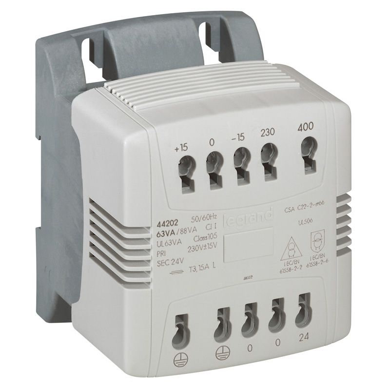 Legrand 044203 - Transformateur de commande et sécurité automatique -prim 230-400V/sec 24V -100VA