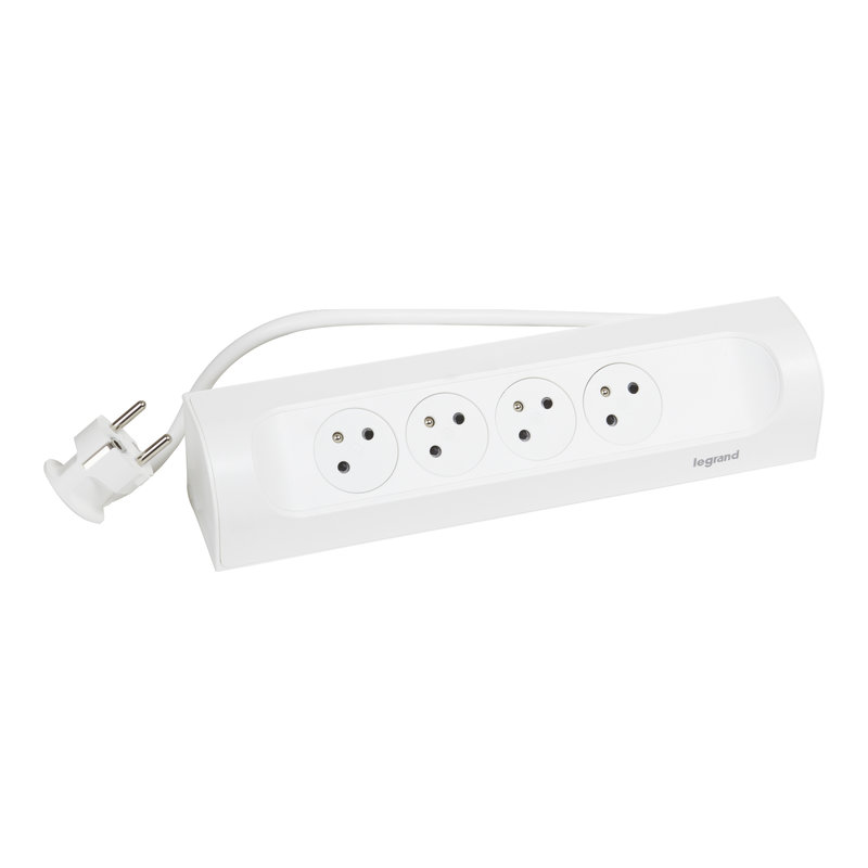 Legrand 049404 - Rallonge d'angle 4x2P+T Surface avec cordon 1m - blanc