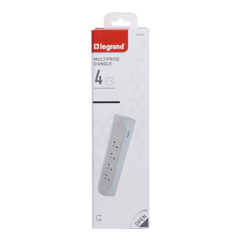 Legrand 049408 - Rallonge d'angle 4x2P+T Surface à câbler - blanc