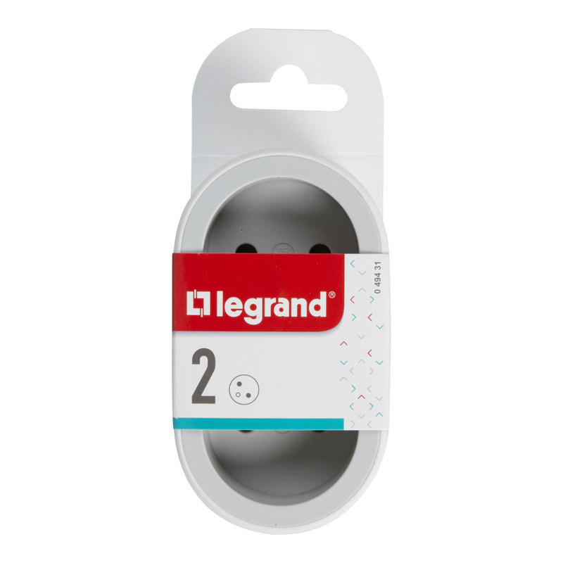 Legrand 049431 - Fiche 2x2P+T frontales 16A 230V 3680W - blanc/gris