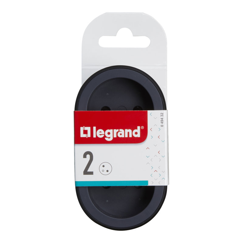 Legrand 049432 - Fiche 2x2P+T frontales 16A 230V 3680W - noir/gris foncé