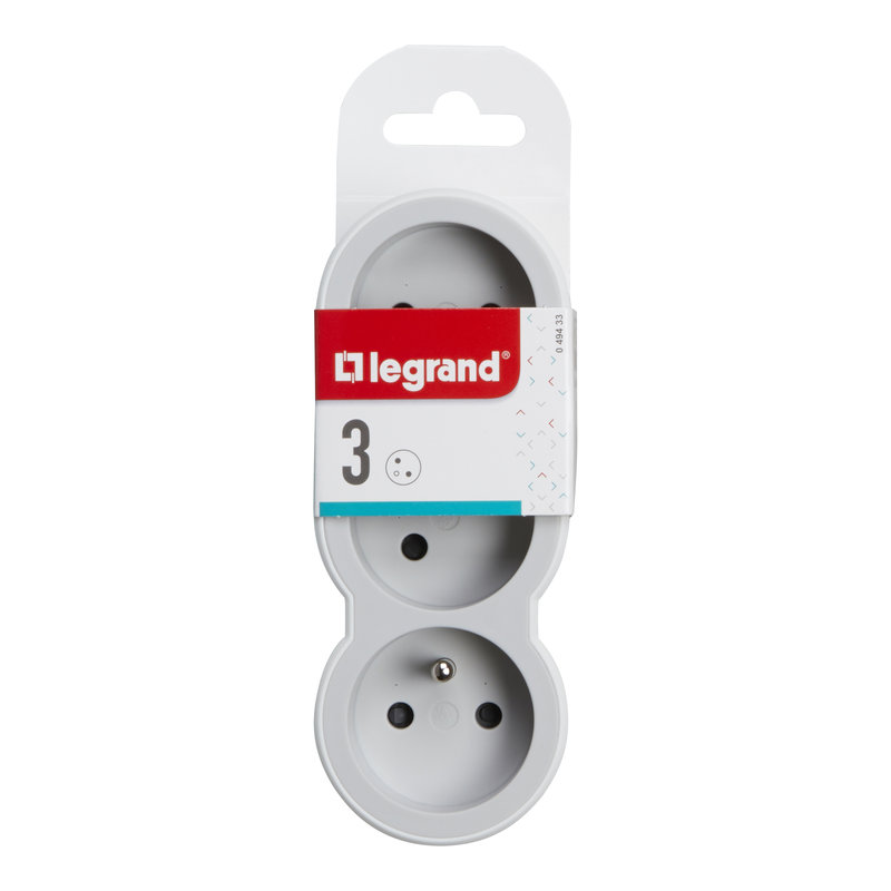 Legrand 049433 - Fiche 3x2P+T frontales 16A 230V 3680W - blanc/gris