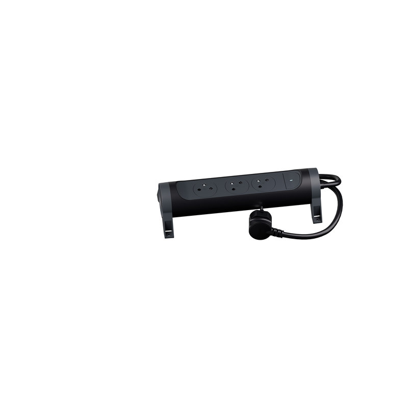 Legrand 049444 - Rallonge 3x2P+T Surface avec interrupteur et cordon 1,5m 3G 1mm² - noir/gris
