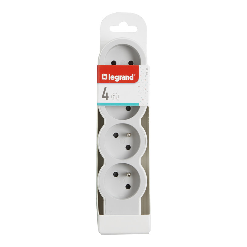 Legrand 049497 - Rallonge extra-plate 4x2P+T à câbler - blanc/gris clair