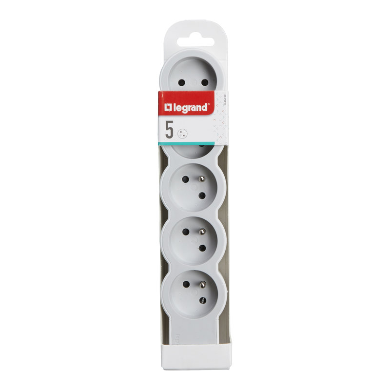 Legrand 049498 - Rallonge extra-plate 5x2P+T à câbler - blanc/gris clair