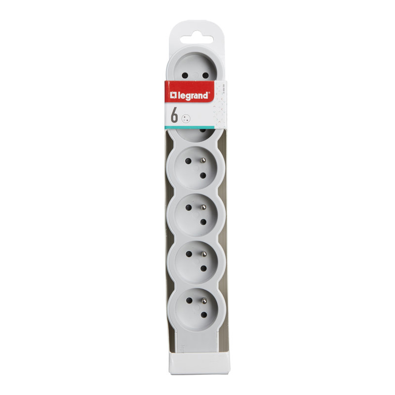 Legrand 049499 - Rallonge extra-plate 6x2P+T à câbler - blanc/gris clair