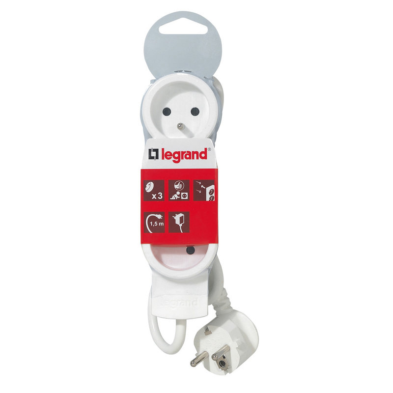 Legrand 050051 - Rallonge multiprise 3 prises 2P+T 16A 230V avec cordon 1,5m