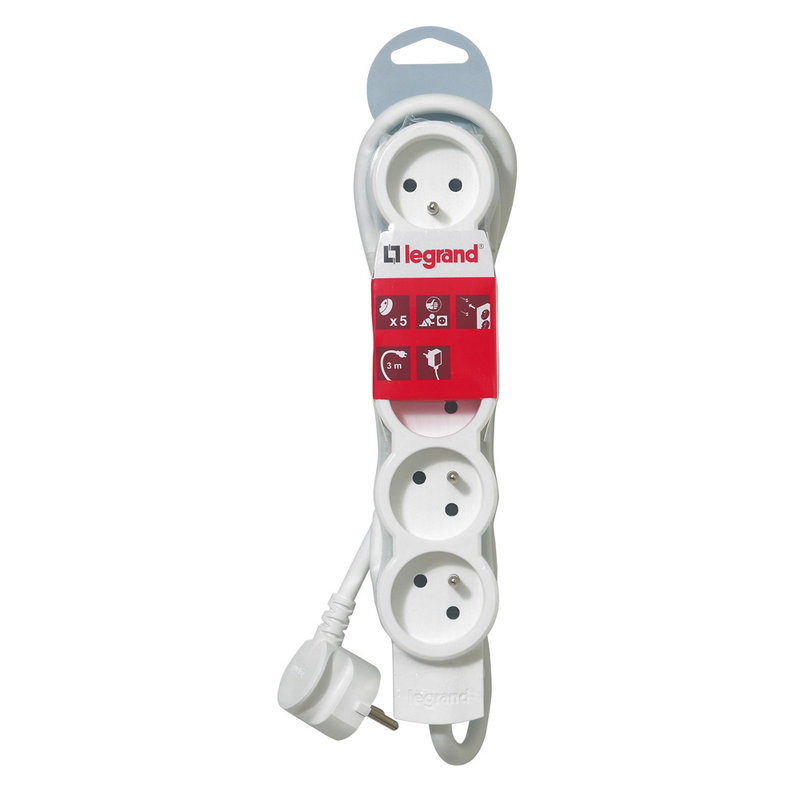 Legrand 050059 - Rallonge multiprise 5 prises 2P+T 16A 230V avec cordon 3m