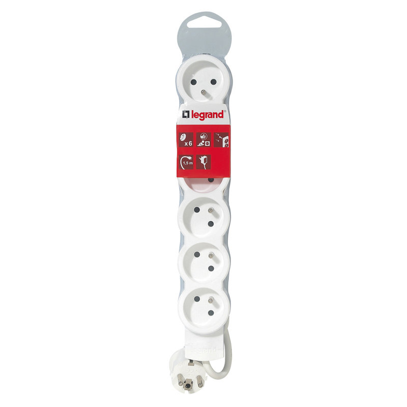 Legrand 050061 - Rallonge multiprise 6 prises 2P+T 16A 230V avec cordon 1,5m