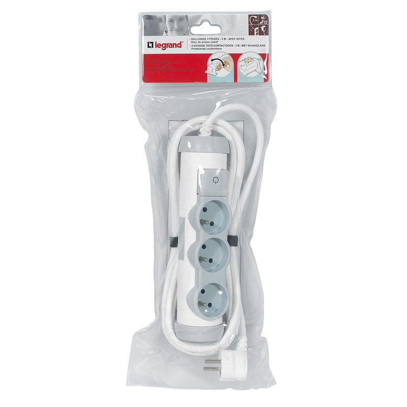 Legrand 050072 - Rallonge multiprise confort - bloc de prises rotatif - 3x2P+T - cordon 3 m