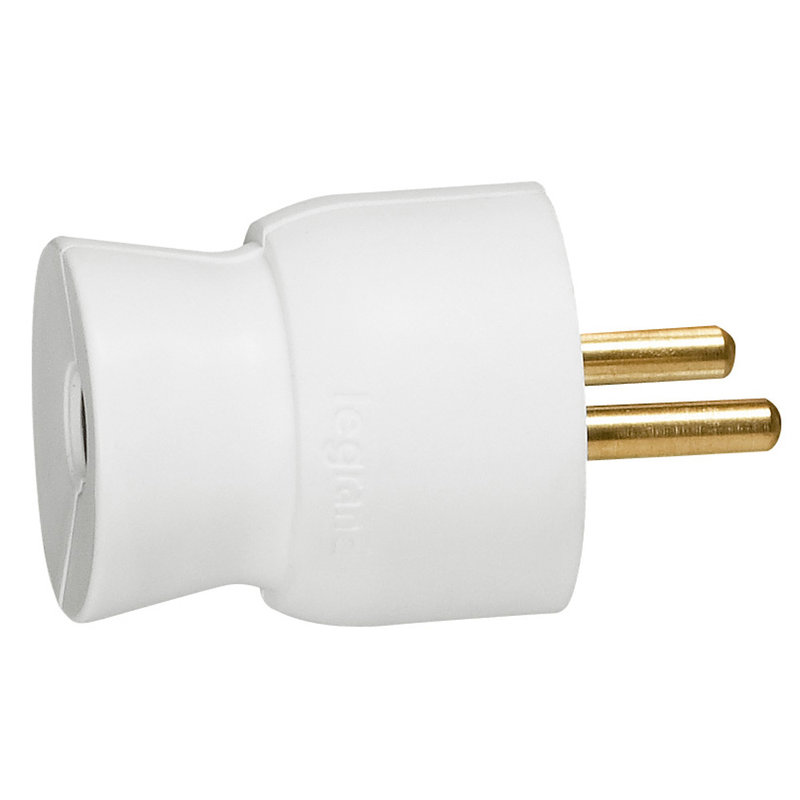 Legrand 050100 - Fiche plastique 2P+T 16A à sortie droite avec étiquette avec Gencod - blanc