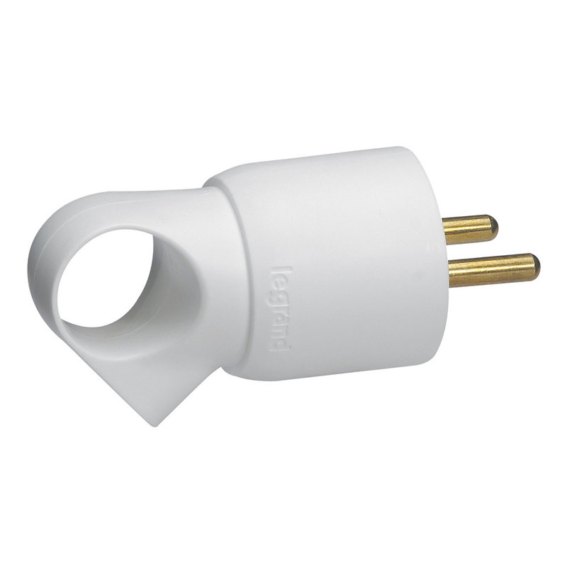 Legrand 050103 - Fiche plastique 2P+T 16A à anneau avec étiquette avec Gencod - blanc