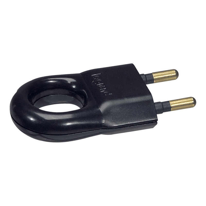 Legrand 050163 - Fiche plastique 2P 6A avec anneau d'extraction - noir