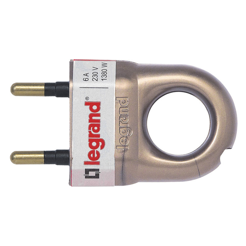 Legrand 050164 - Fiche plastique 2P 6A avec anneau d'extraction finition bronze
