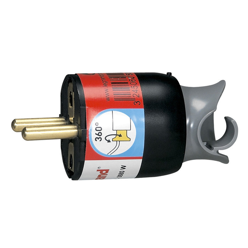Legrand 050173 - Fiche plastique 2P+T 16A à orientation du câble 360° - noir