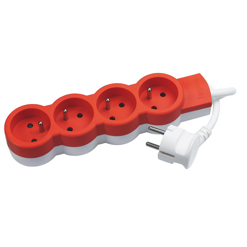 Legrand 050205 - Rallonge 4 prises de courant 2P+T 16A 230V avec cordon 1,5m - orange