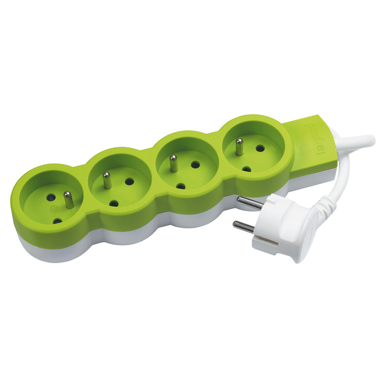 Legrand 050206 - Rallonge 4 prises de courant 2P+T 16A 230V avec cordon 1,5m - vert