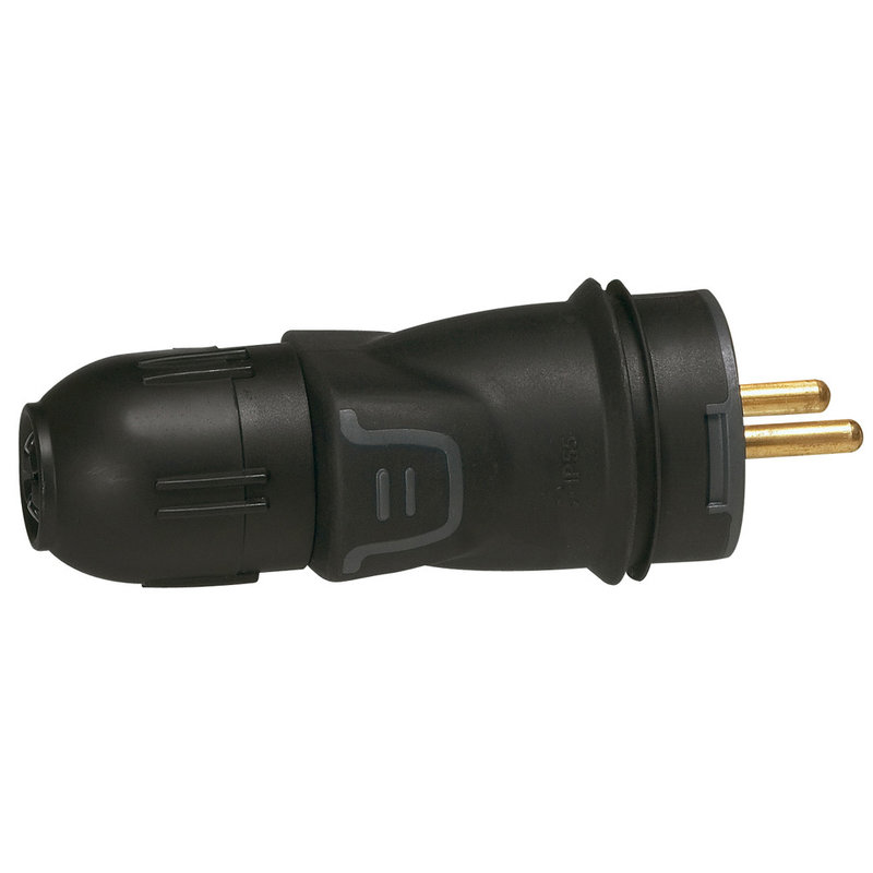 Legrand 050444 - Fiche caoutchouc noire 2P+T 16A IK08 pour IP55