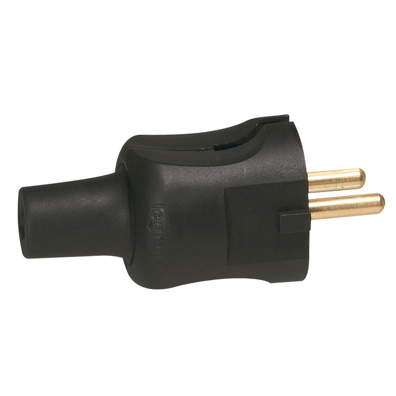 Legrand 050451 - Fiche caoutchouc 2P - 16A - finition noir