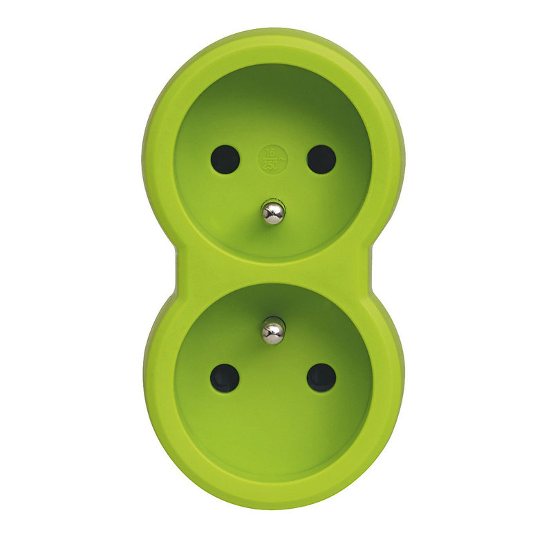 Legrand 050501 - Fiche multiprise 2 prises de courant 2P+T 16A 230V avec sorties frontales - vert