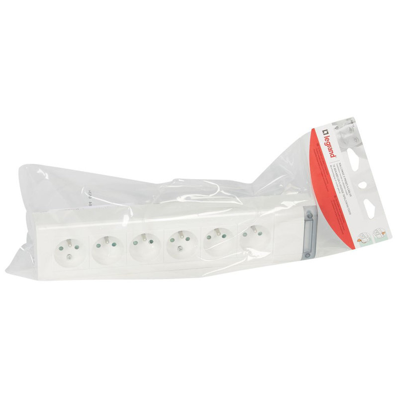 Legrand 050611 - Bloc multiprise fixable 6x2P+T longueur 343mm à cabler - blanc