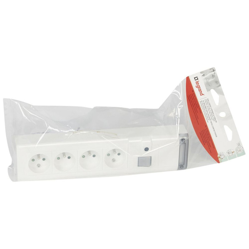 Legrand 050616 - Bloc multiprise fixable avec inter 2P à voyant, limiteur 16A + 4x2P+T - 309mm