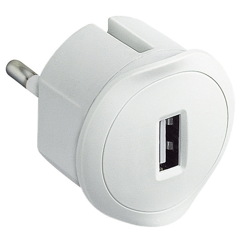 Legrand 050680 - Prise USB 5V 1,5A maximum avec fiche 2P 10A et encombrement réduit - blanc