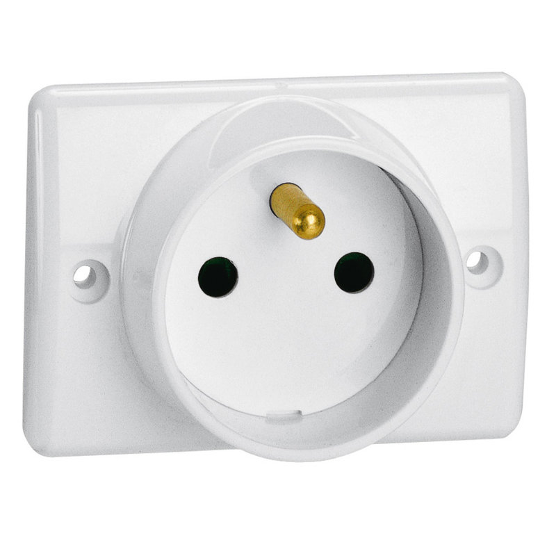 Legrand 050860 - Prise à encastrer pour plinthe 2P+T 16A 250V~ blanc