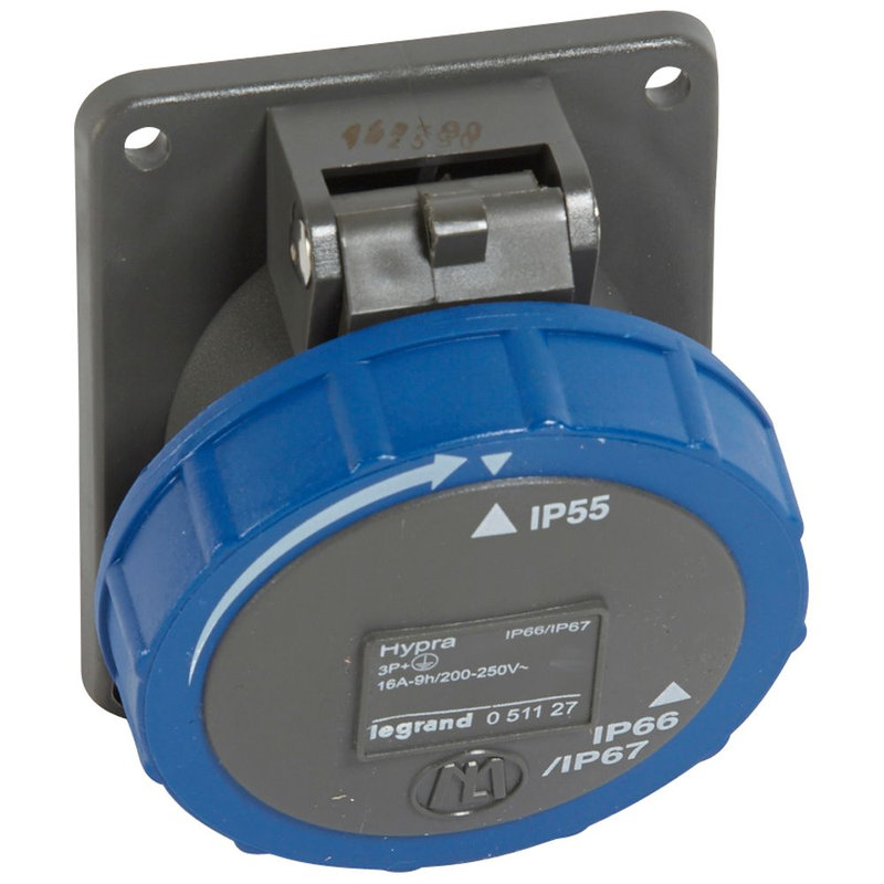 Legrand 051127 - Prise fixe Hypra IP66/67-55 16A - 200V~ à 250V~ - 3P+T - plastique